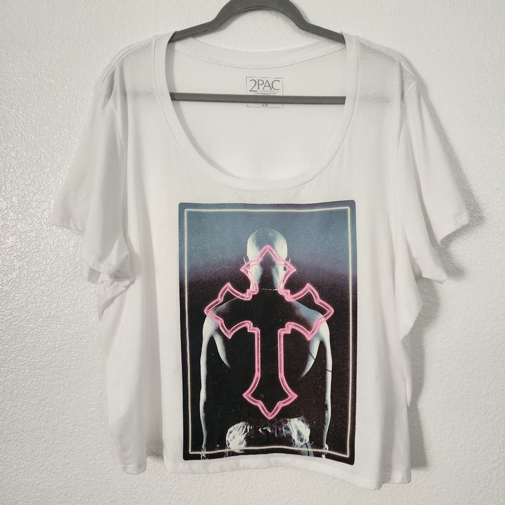 2PAC graphic white tee, size 2X